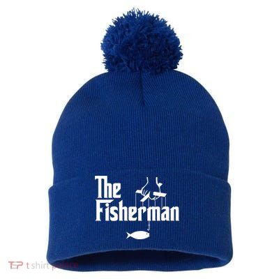 The Fisherman Funny Fishing Pom Pom 12in Knit Beanie