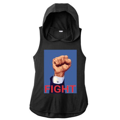 Trump Fist Fight Fight Fight Ladies PosiCharge Tri-Blend Wicking Draft Hoodie Tank