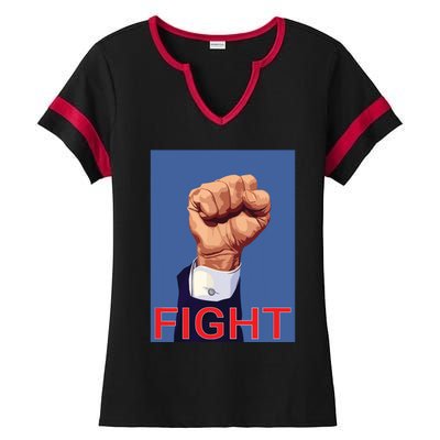 Trump Fist Fight Fight Fight Ladies Halftime Notch Neck Tee