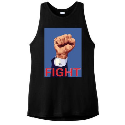 Trump Fist Fight Fight Fight Ladies PosiCharge Tri-Blend Wicking Tank