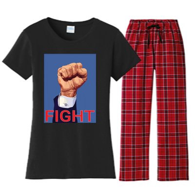 Trump Fist Fight Fight Fight Women's Flannel Pajama Set