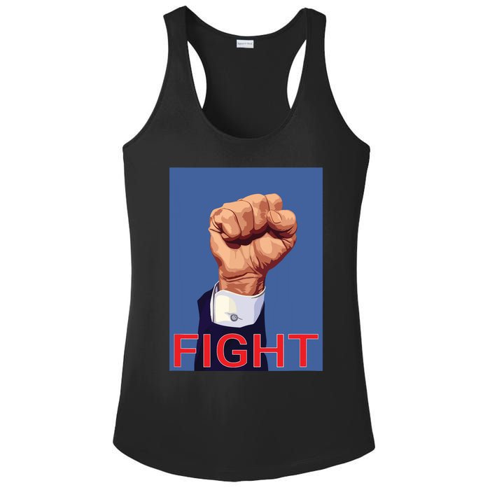 Trump Fist Fight Fight Fight Ladies PosiCharge Competitor Racerback Tank