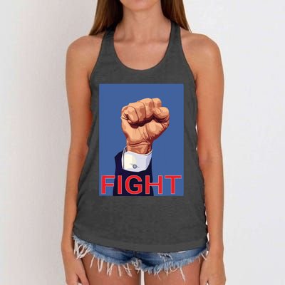 Trump Fist Fight Fight Fight Women's Knotted Racerback Tank