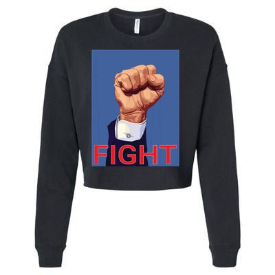 Trump Fist Fight Fight Fight Cropped Pullover Crew