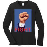 Trump Fist Fight Fight Fight Ladies Long Sleeve Shirt