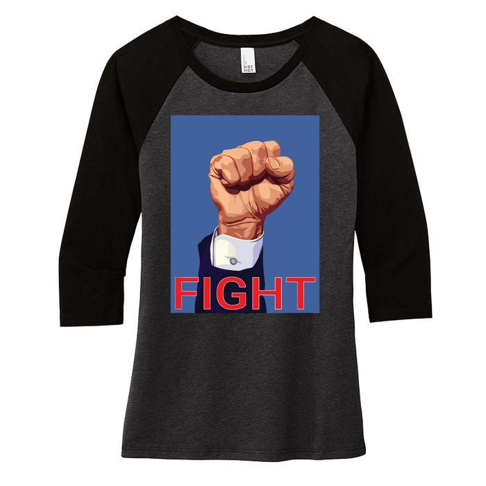 Trump Fist Fight Fight Fight Women's Tri-Blend 3/4-Sleeve Raglan Shirt