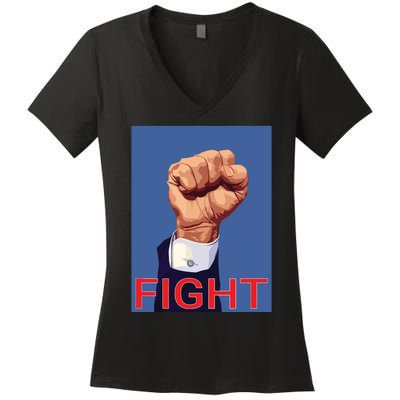 Trump Fist Fight Fight Fight Women's V-Neck T-Shirt