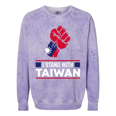 Taiwanese Flag Fist I Stand With Taiwan Gift Colorblast Crewneck Sweatshirt