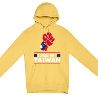 Taiwanese Flag Fist I Stand With Taiwan Gift Premium Pullover Hoodie