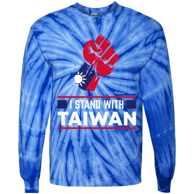 Taiwanese Flag Fist I Stand With Taiwan Gift Tie-Dye Long Sleeve Shirt