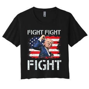 Trump Fight Fight Fight Trump Signals To Americans To Fight Women's Crop Top Tee