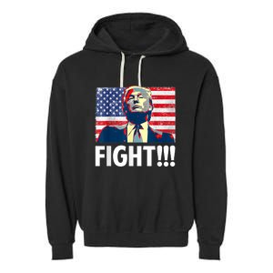 Trump Fight Fighter Supporter Voters American Flag Garment-Dyed Fleece Hoodie