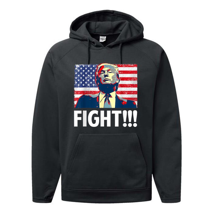 Trump Fight Fighter Supporter Voters American Flag Performance Fleece Hoodie