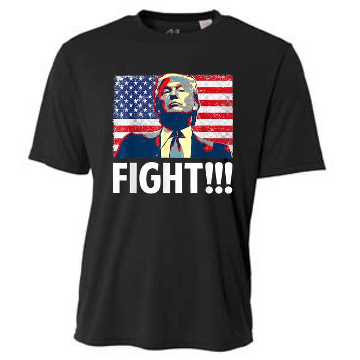 Trump Fight Fighter Supporter Voters American Flag Cooling Performance Crew T-Shirt