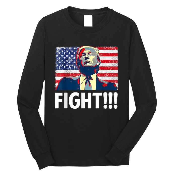 Trump Fight Fighter Supporter Voters American Flag Long Sleeve Shirt