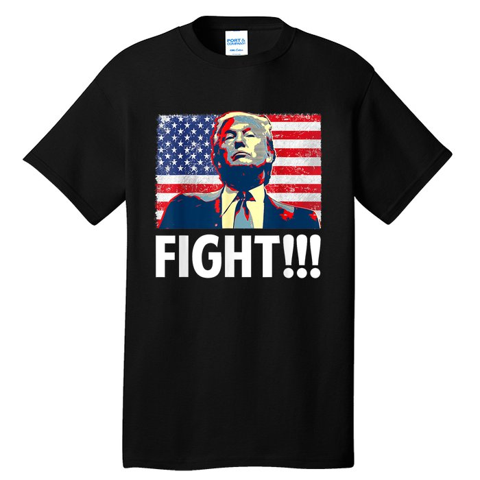 Trump Fight Fighter Supporter Voters American Flag Tall T-Shirt