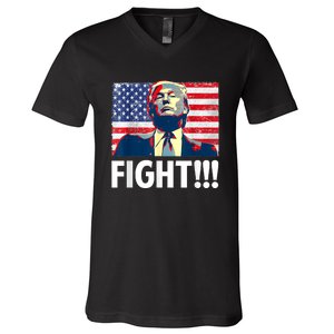 Trump Fight Fighter Supporter Voters American Flag V-Neck T-Shirt