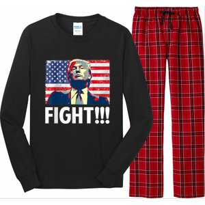 Trump Fight Fighter Supporter Voters American Flag Long Sleeve Pajama Set