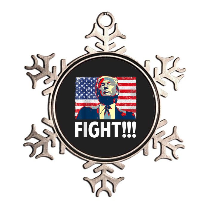 Trump Fight Fighter Supporter Voters American Flag Metallic Star Ornament