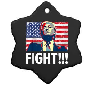 Trump Fight Fighter Supporter Voters American Flag Ceramic Star Ornament