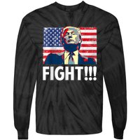 Trump Fight Fighter Supporter Voters American Flag Tie-Dye Long Sleeve Shirt