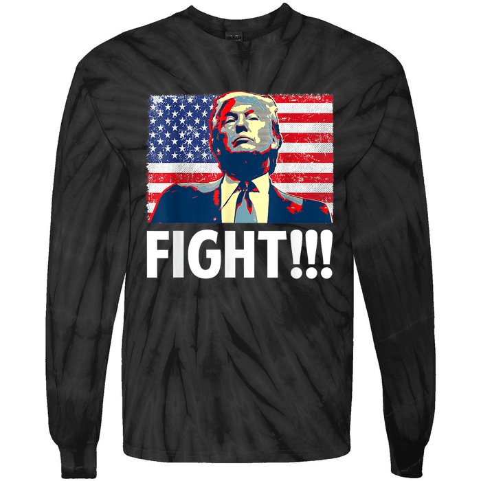 Trump Fight Fighter Supporter Voters American Flag Tie-Dye Long Sleeve Shirt