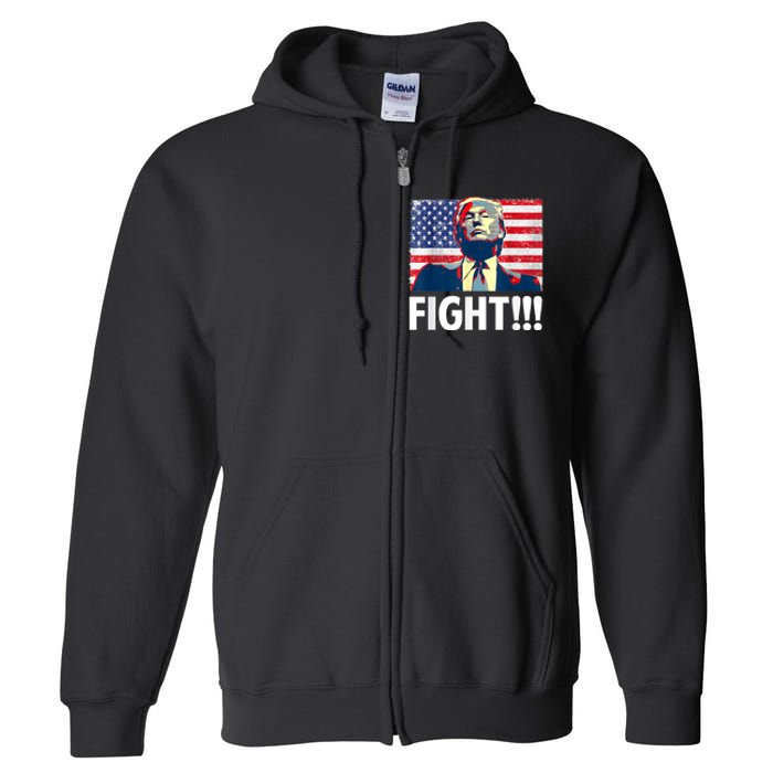 Trump Fight Fighter Supporter Voters American Flag Full Zip Hoodie