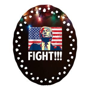 Trump Fight Fighter Supporter Voters American Flag Ceramic Oval Ornament