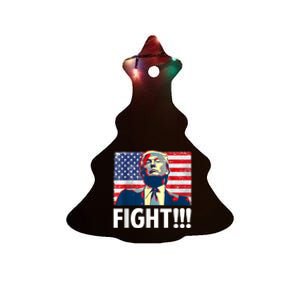 Trump Fight Fighter Supporter Voters American Flag Ceramic Tree Ornament