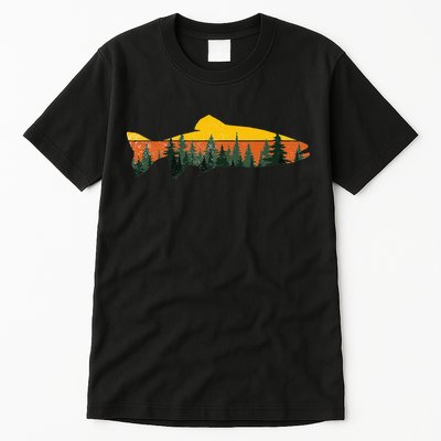 Trout Fly Fishing Outdoor Forest Nature Wildlife Fisherman Tall T-Shirt