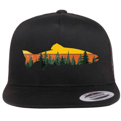 Trout Fly Fishing Outdoor Forest Nature Wildlife Fisherman Flatbill Hat
