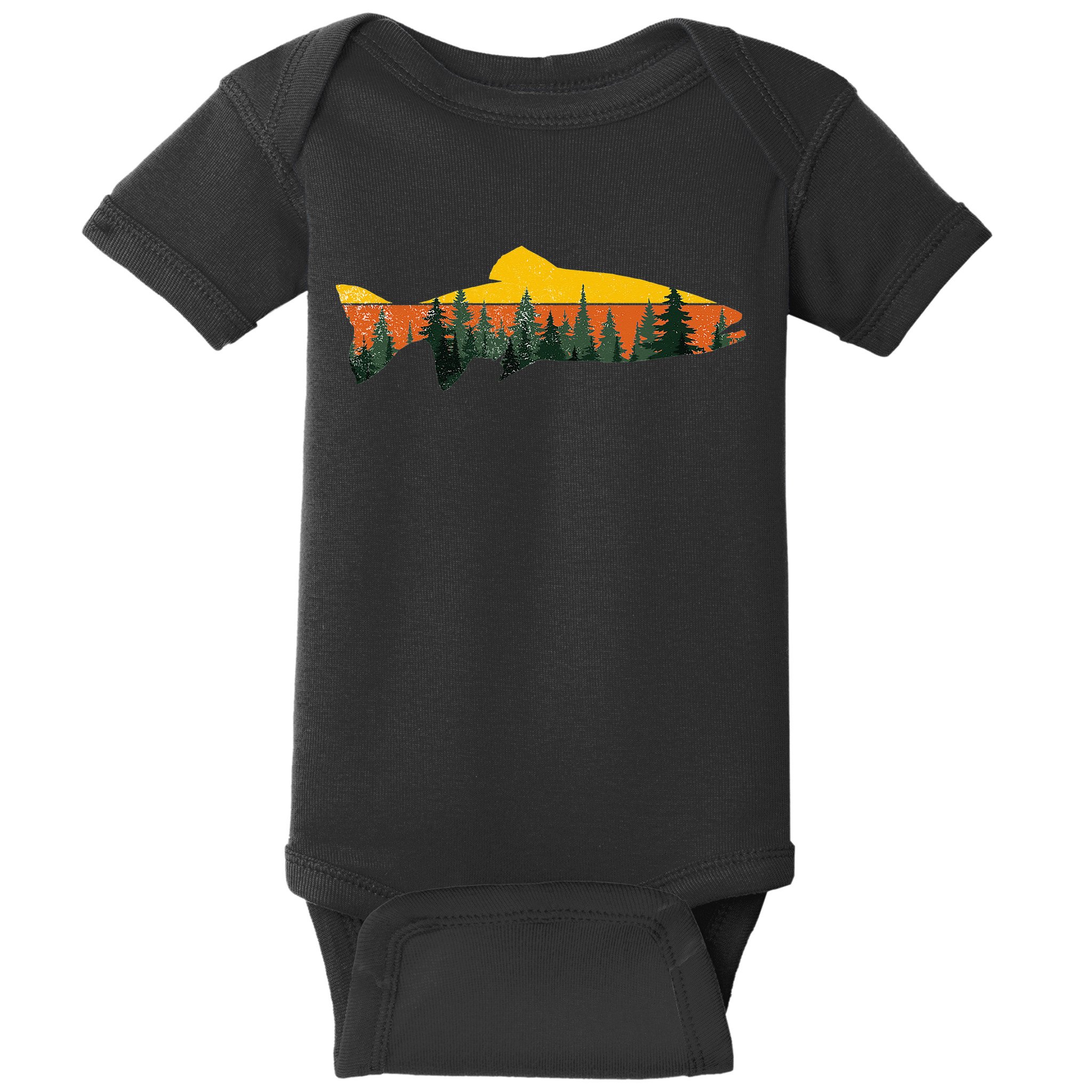 Trout Fly Fishing Outdoor Forest Nature Wildlife Fisherman Baby Bodysuit