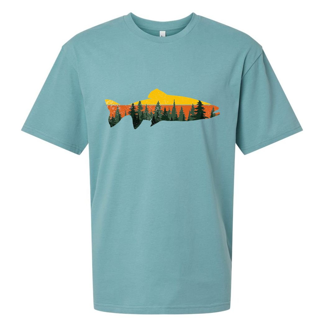 Trout Fly Fishing Outdoor Forest Nature Wildlife Fisherman Sueded Cloud Jersey T-Shirt