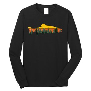 Trout Fly Fishing Outdoor Forest Nature Wildlife Long Sleeve Shirt