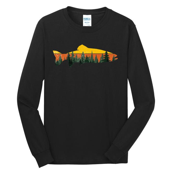 Trout Fly Fishing Outdoor Forest Nature Wildlife Tall Long Sleeve T-Shirt