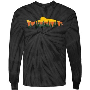 Trout Fly Fishing Outdoor Forest Nature Wildlife Tie-Dye Long Sleeve Shirt