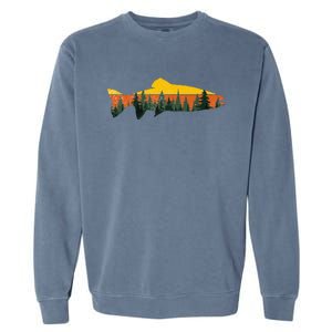 Trout Fly Fishing Outdoor Forest Nature Wildlife Garment-Dyed Sweatshirt