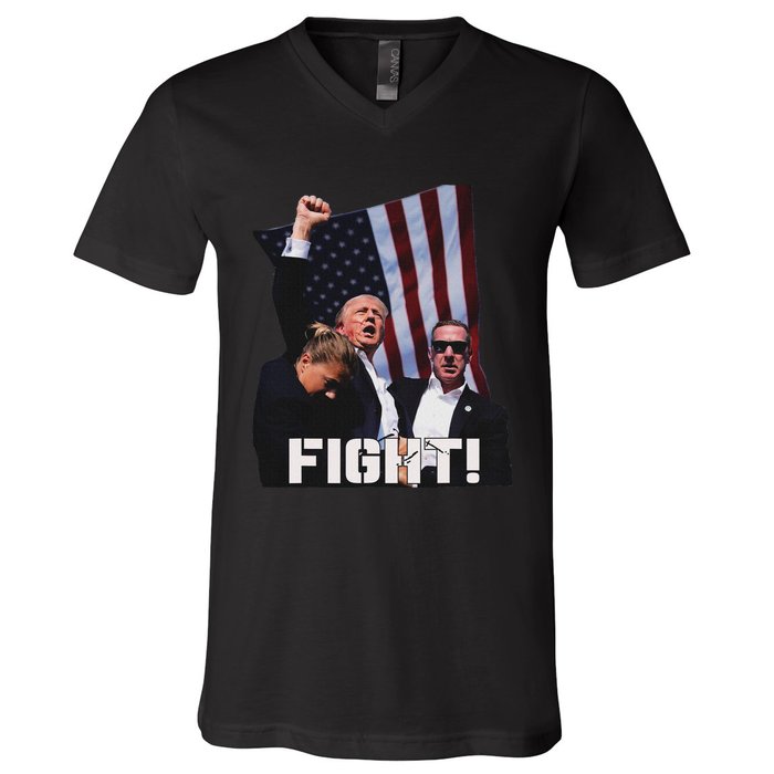 Trump Fighting For Supporters And Americans V-Neck T-Shirt