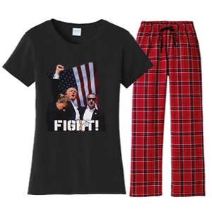 Trump Fighting For Supporters And Americans Women's Flannel Pajama Set