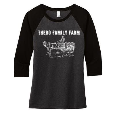 Thero Family Farm Premium Jams And Baked Goods Women's Tri-Blend 3/4-Sleeve Raglan Shirt