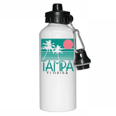 Tampa Florida Fl Palm Trees Surf Vintage Retro Aluminum Water Bottle 