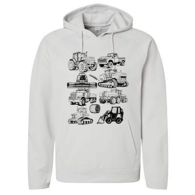 Tractor Farmer Farming Farm Trucks Performance Fleece Hoodie