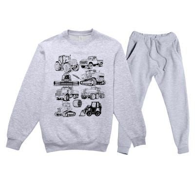 Tractor Farmer Farming Farm Trucks Premium Crewneck Sweatsuit Set