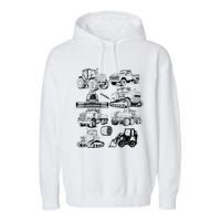 Tractor Farmer Farming Farm Trucks Garment-Dyed Fleece Hoodie