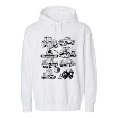 Tractor Farmer Farming Farm Trucks Garment-Dyed Fleece Hoodie