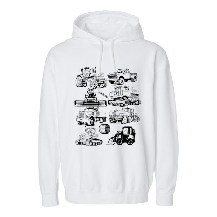 Tractor Farmer Farming Farm Trucks Garment-Dyed Fleece Hoodie