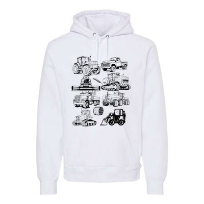 Tractor Farmer Farming Farm Trucks Premium Hoodie