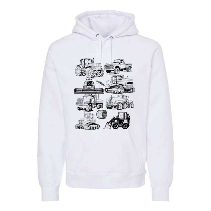 Tractor Farmer Farming Farm Trucks Premium Hoodie