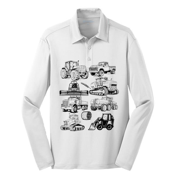 Tractor Farmer Farming Farm Trucks Silk Touch Performance Long Sleeve Polo