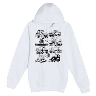 Tractor Farmer Farming Farm Trucks Premium Pullover Hoodie